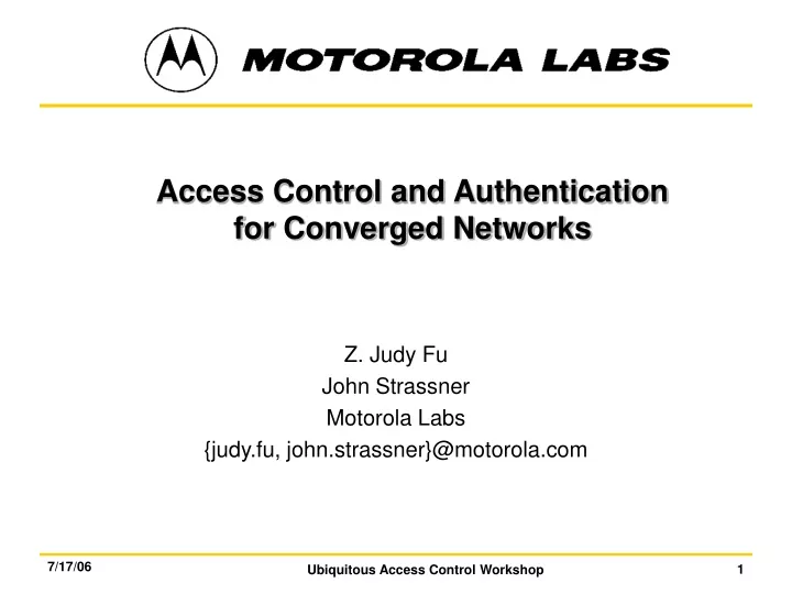 access control and authentication for converged networks