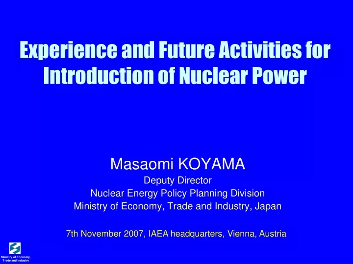 experience and future activities for introduction of nuclear power