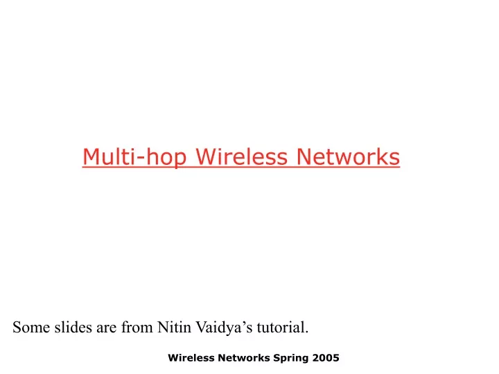 multi hop wireless networks