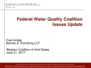 Federal Water Quality Coalition Issues Update