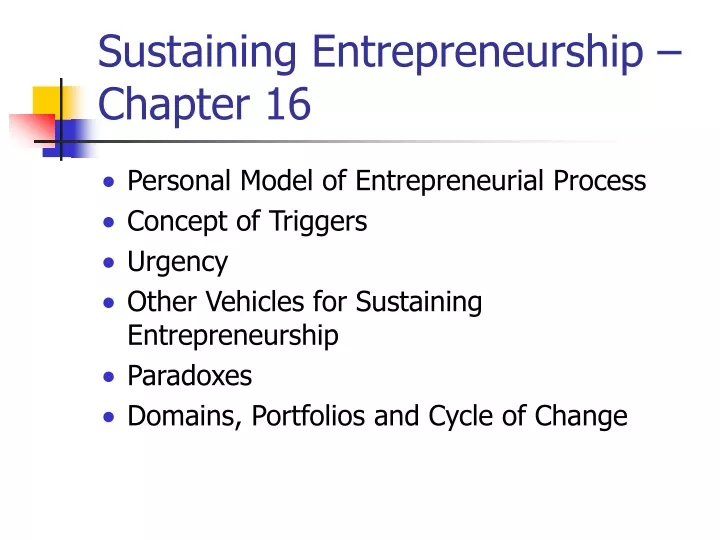 sustaining entrepreneurship chapter 16