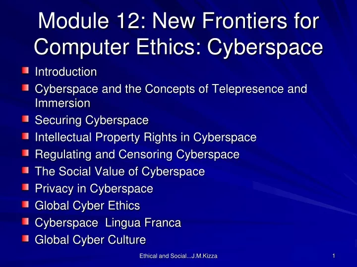 module 12 new frontiers for computer ethics cyberspace