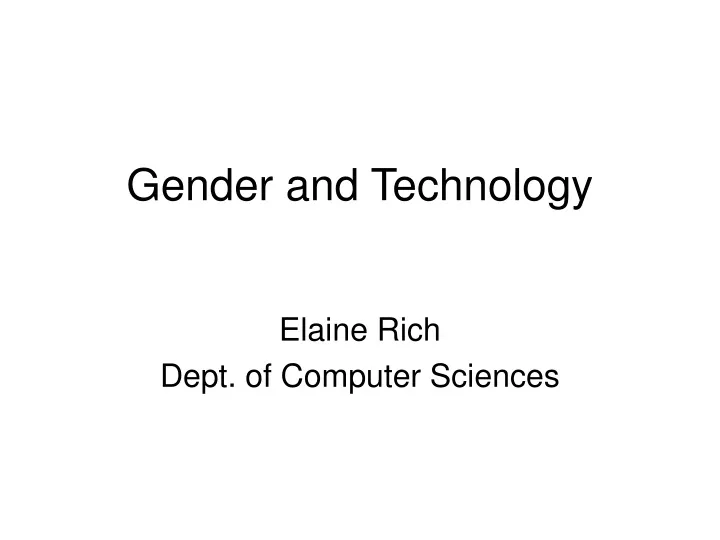 gender and technology