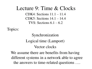 Lecture 9: Time &amp; Clocks