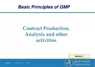 Contract Production, Analysis and other activities