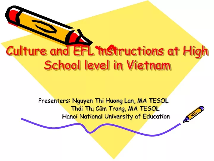 culture and efl instructions at high school level in vietnam