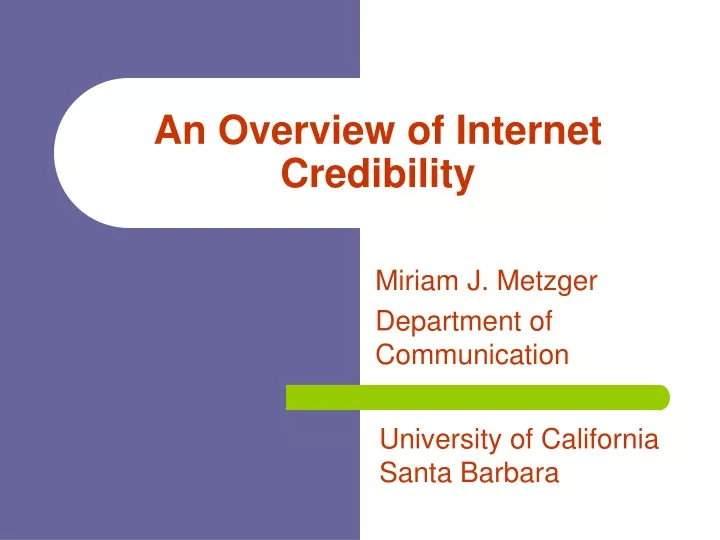 an overview of internet credibility