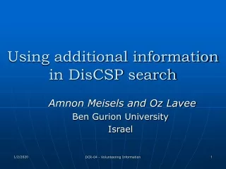 Using additional information in DisCSP search