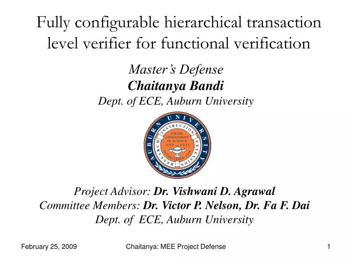 fully configurable hierarchical transaction level verifier for functional verification