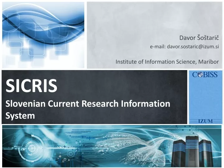 sicris slovenian current research information system