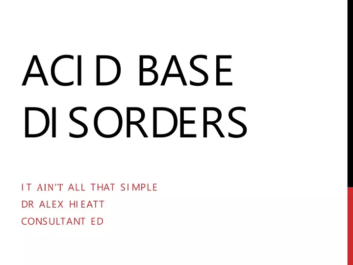 acid base disorders