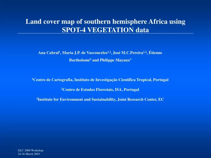 land cover map of southern hemisphere africa using spot 4 vegetation data