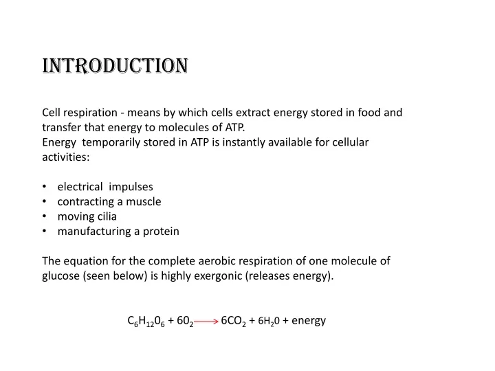 introduction cell respiration means by which