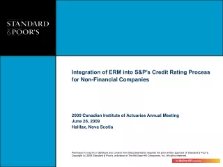 Integration of ERM into S&amp;P’s Credit Rating Process for Non-Financial Companies