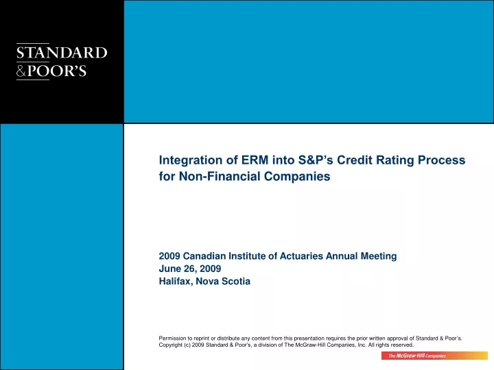 integration of erm into s p s credit rating