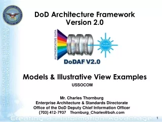 DoD Architecture Framework Version 2.0 Models &amp; Illustrative View Examples