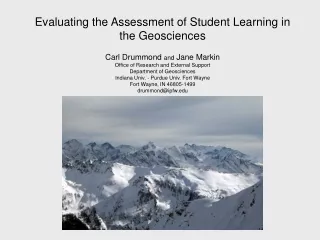 Evaluating the Assessment of Student Learning in the Geosciences