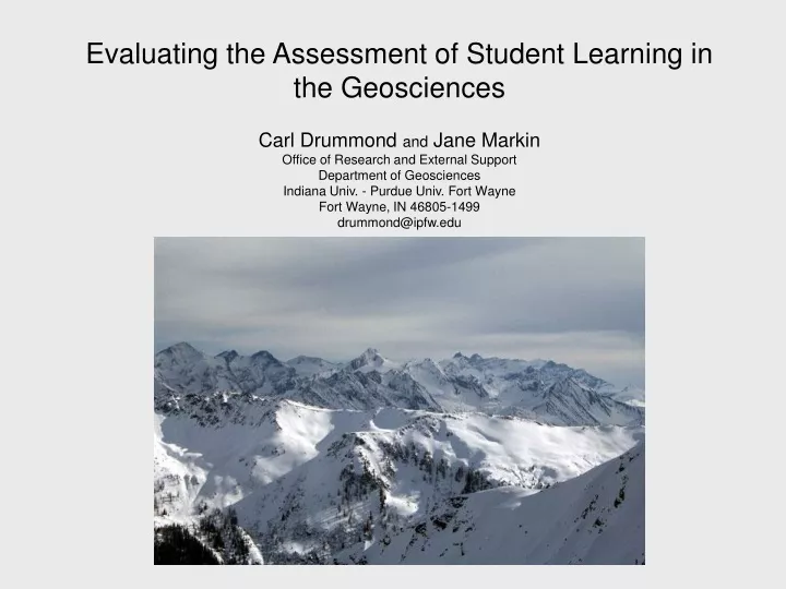 evaluating the assessment of student learning