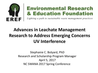 Advances in Leachate Management Research to Address Emerging Concerns UV Interference