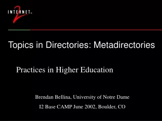 Topics in Directories: Metadirectories