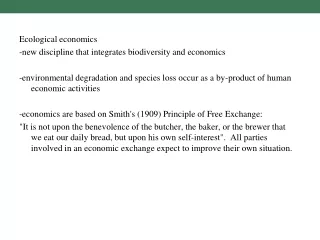 Ecological economics -new discipline that integrates biodiversity and economics