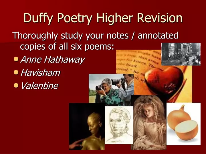 duffy poetry higher revision