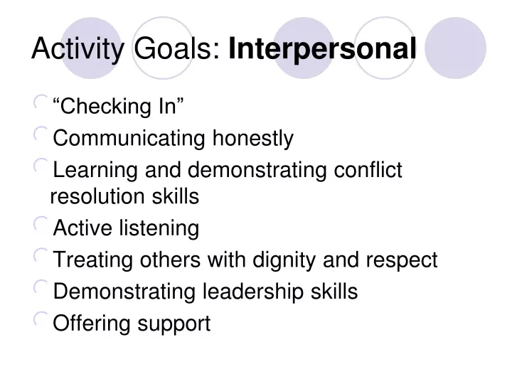 activity goals interpersonal