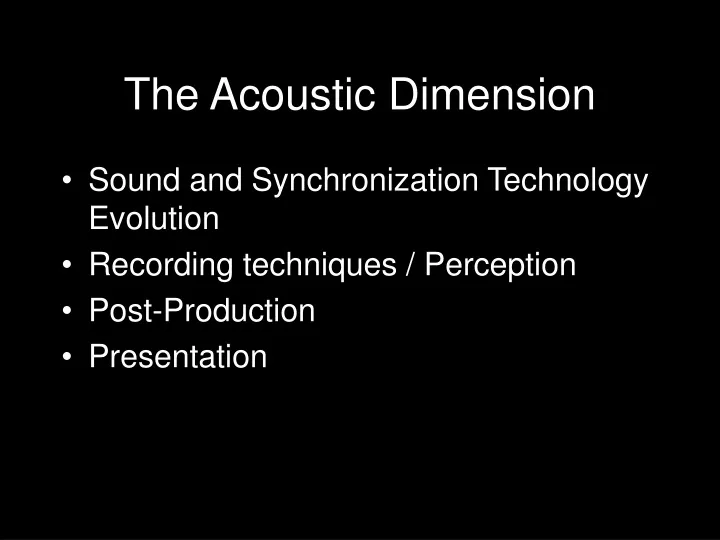 the acoustic dimension