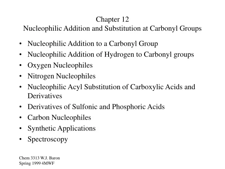 chapter 12 nucleophilic addition and substitution at carbonyl groups