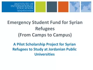 Emergency Student Fund for Syrian Refugees (From Camps to Campus)
