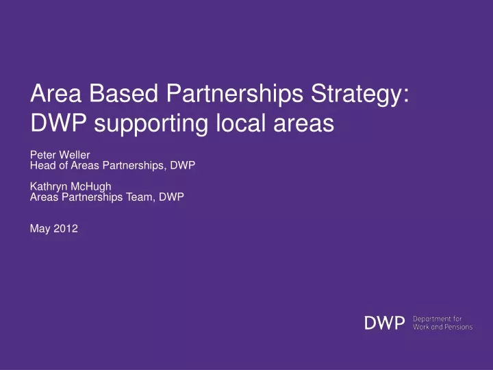 area based partnerships strategy dwp supporting local areas