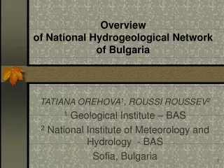 Overview  of  N ational  H ydrogeological  N etwork  of  Bulgaria