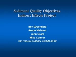 Sediment Quality Objectives Indirect Effects Project