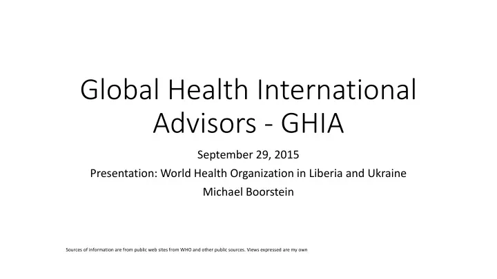 global health international advisors ghia