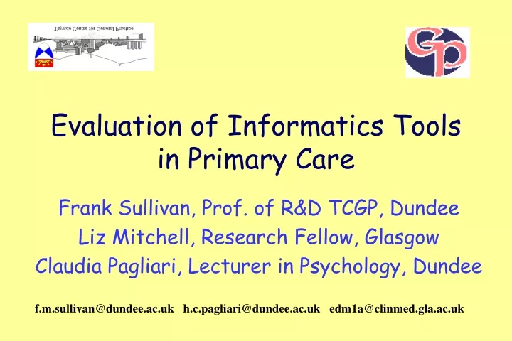 evaluation of informatics tools in primary care