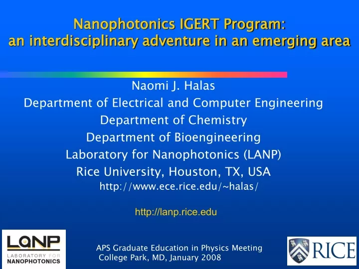 nanophotonics igert program an interdisciplinary