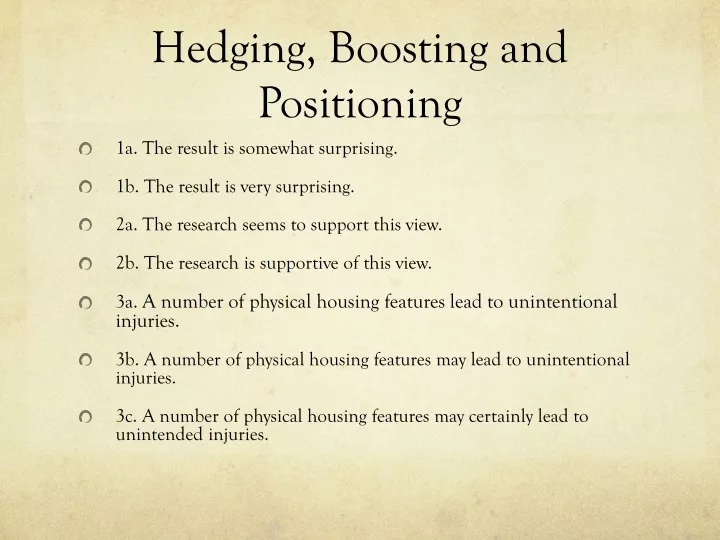 hedging boosting and positioning