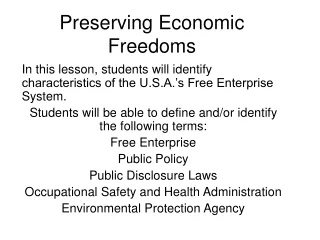 Preserving Economic Freedoms