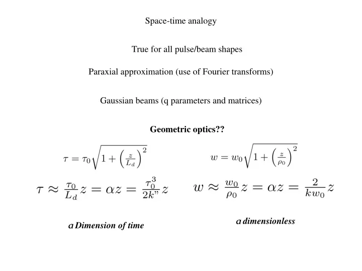 space time analogy