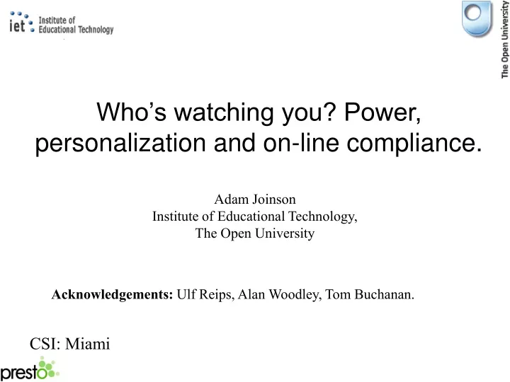 who s watching you power personalization and on line compliance