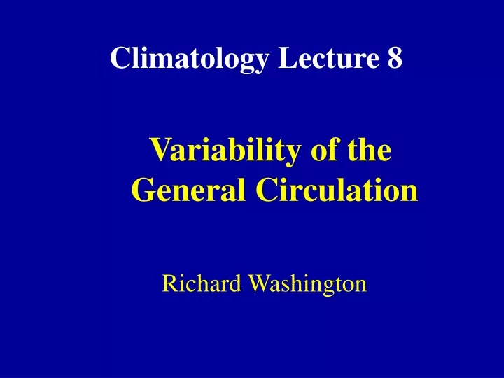 climatology lecture 8