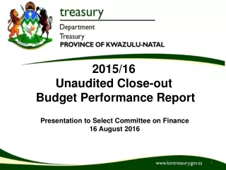 2015/16  Unaudited Close-out   Budget Performance Report