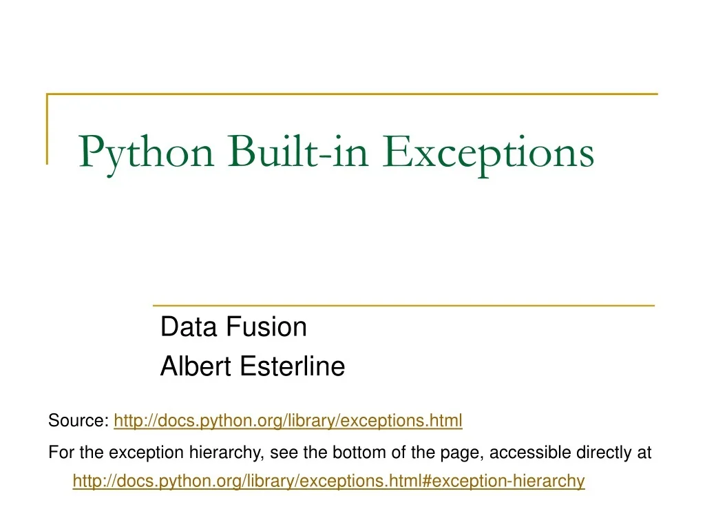 PPT - Python Built-in Exceptions Overview PowerPoint Presentation, free ...