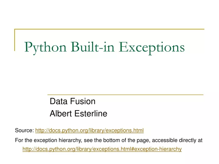 python built in exceptions