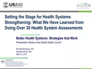 Better Health Systems: Strategies that Work Presentation Series at the Global Health Council