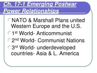 Ch. 17-1 Emerging Postwar Power Relationships