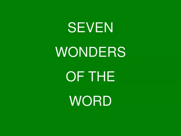 seven wonders of the word