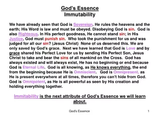 God’s Essence Immutability