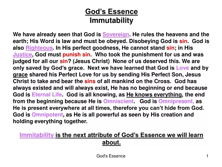 god s essence immutability