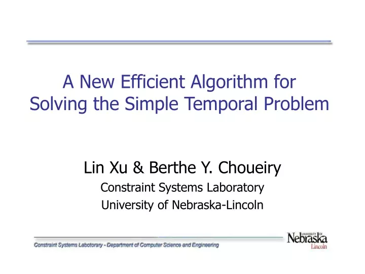 a new efficient algorithm for solving the simple temporal problem